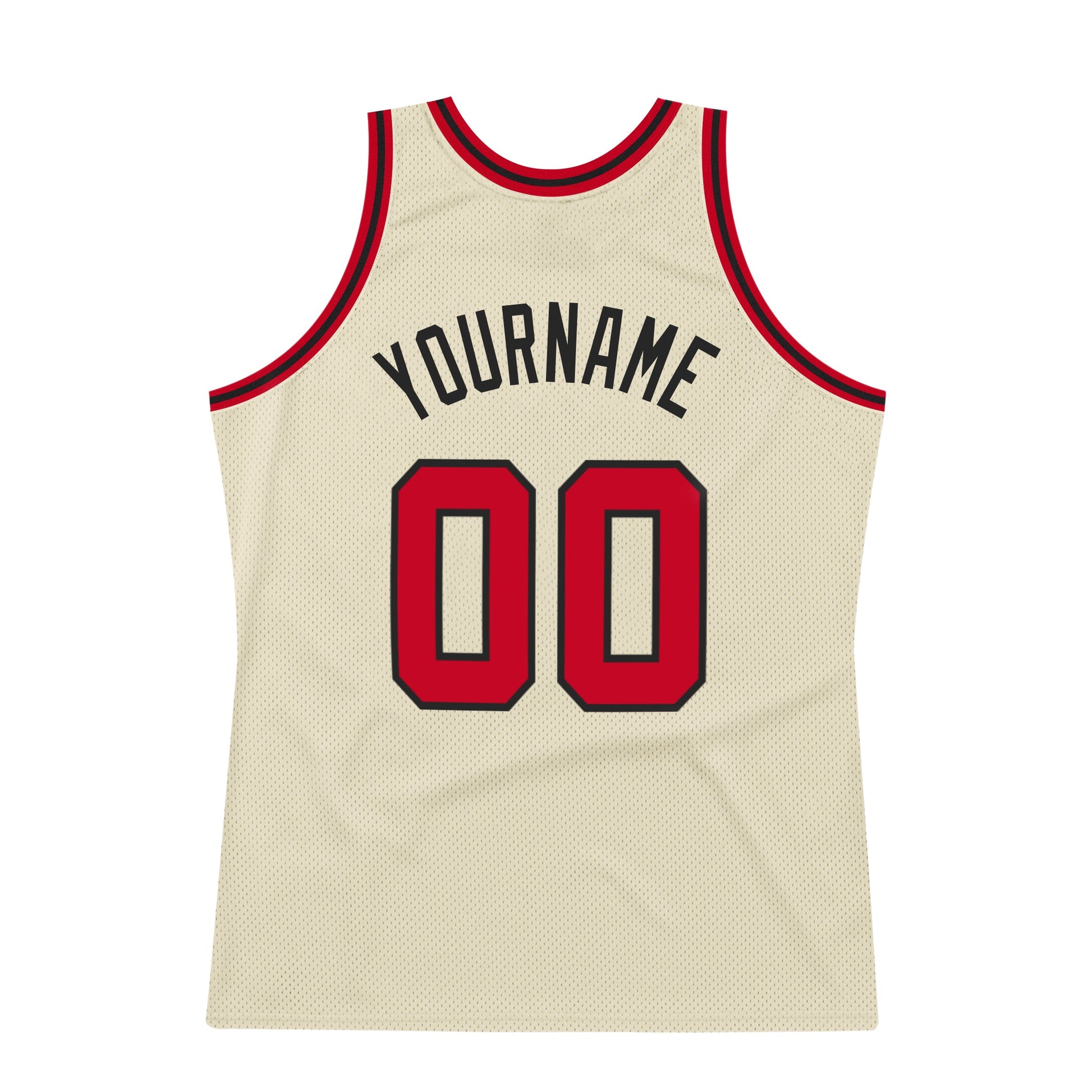 Custom Cream Red-Black Authentic Throwback Basketball Jersey view 6