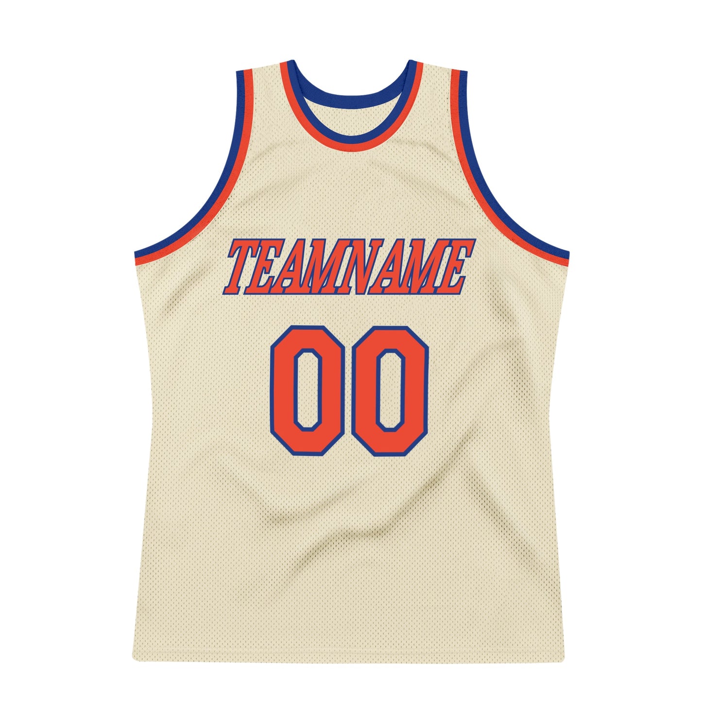 Custom Cream Orange-Royal Authentic Throwback Basketball Jersey view 5
