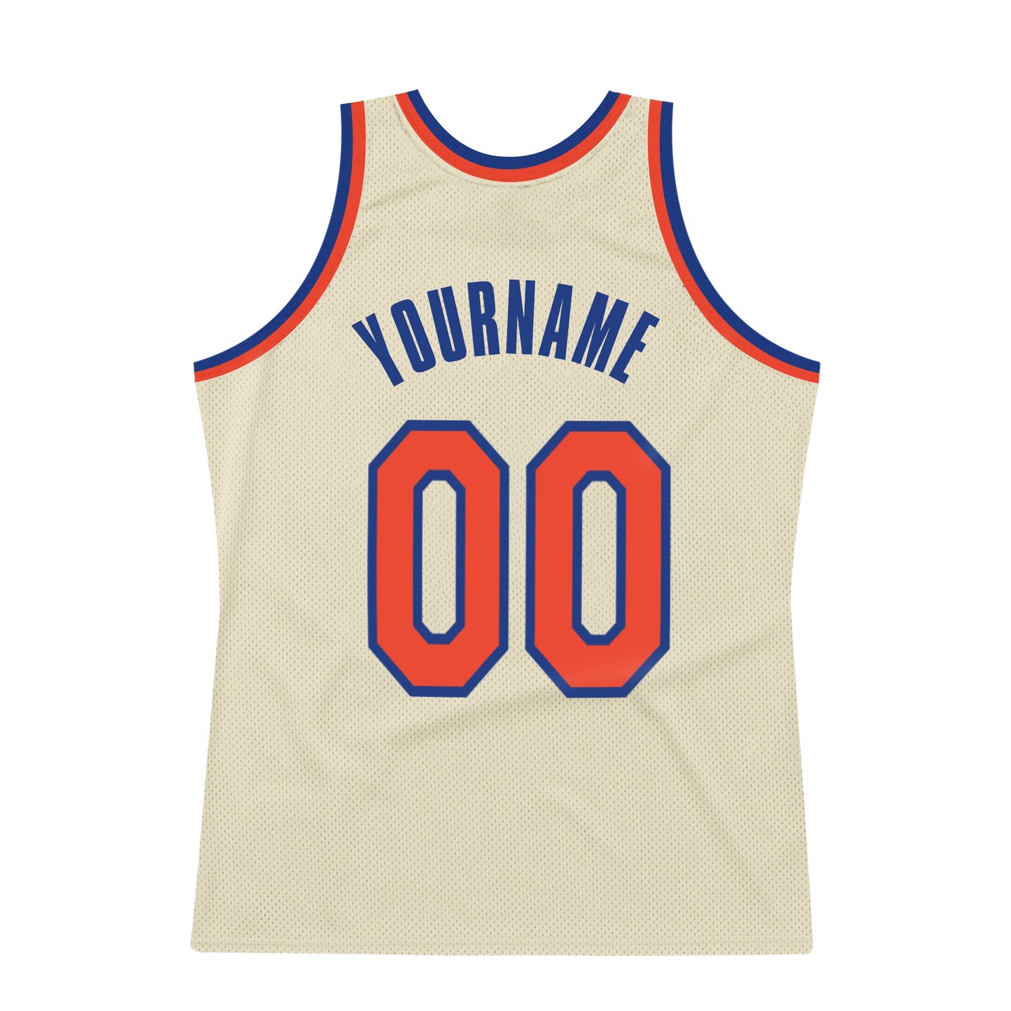 Custom Cream Orange-Royal Authentic Throwback Basketball Jersey view 6