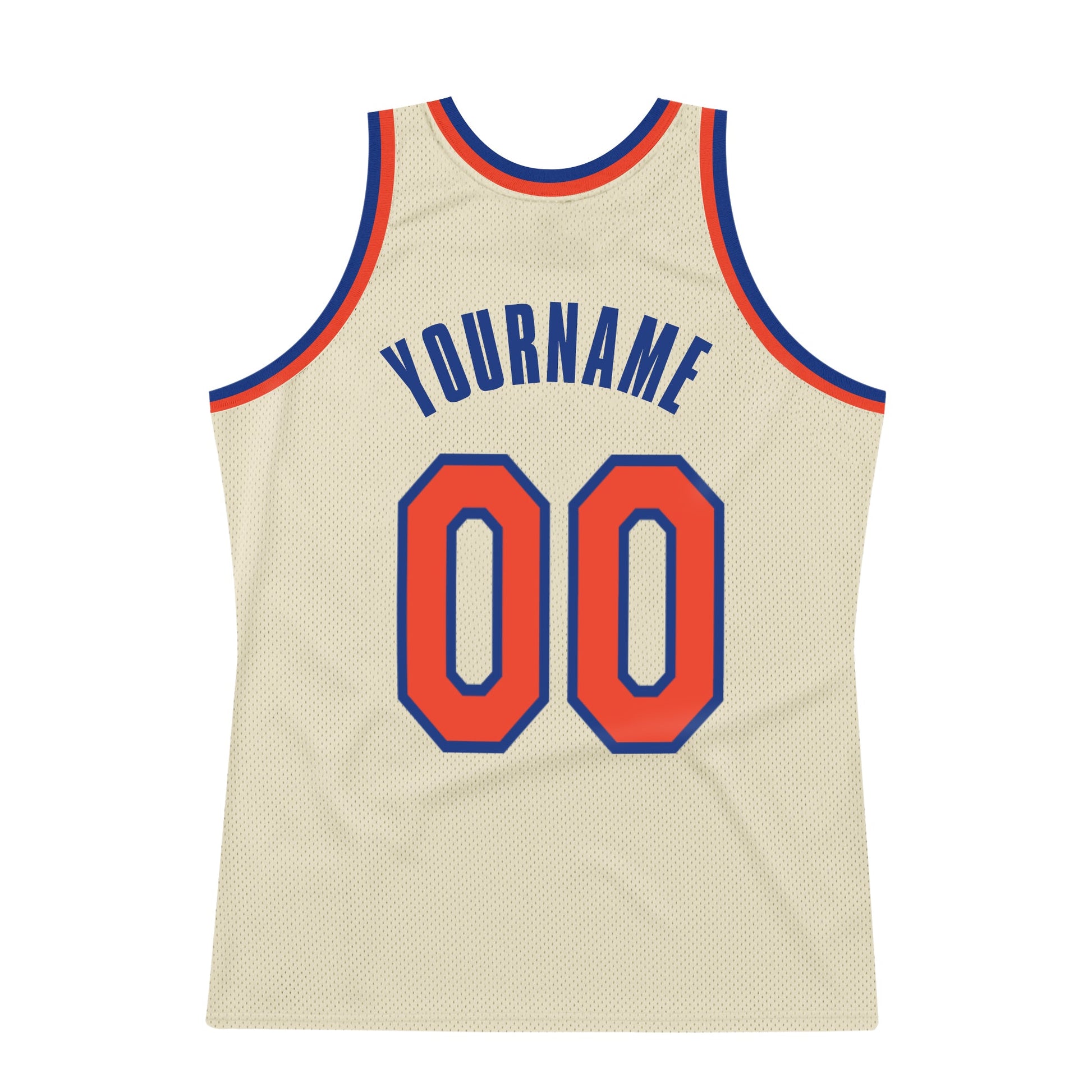 Custom Cream Orange-Royal Authentic Throwback Basketball Jersey view 6