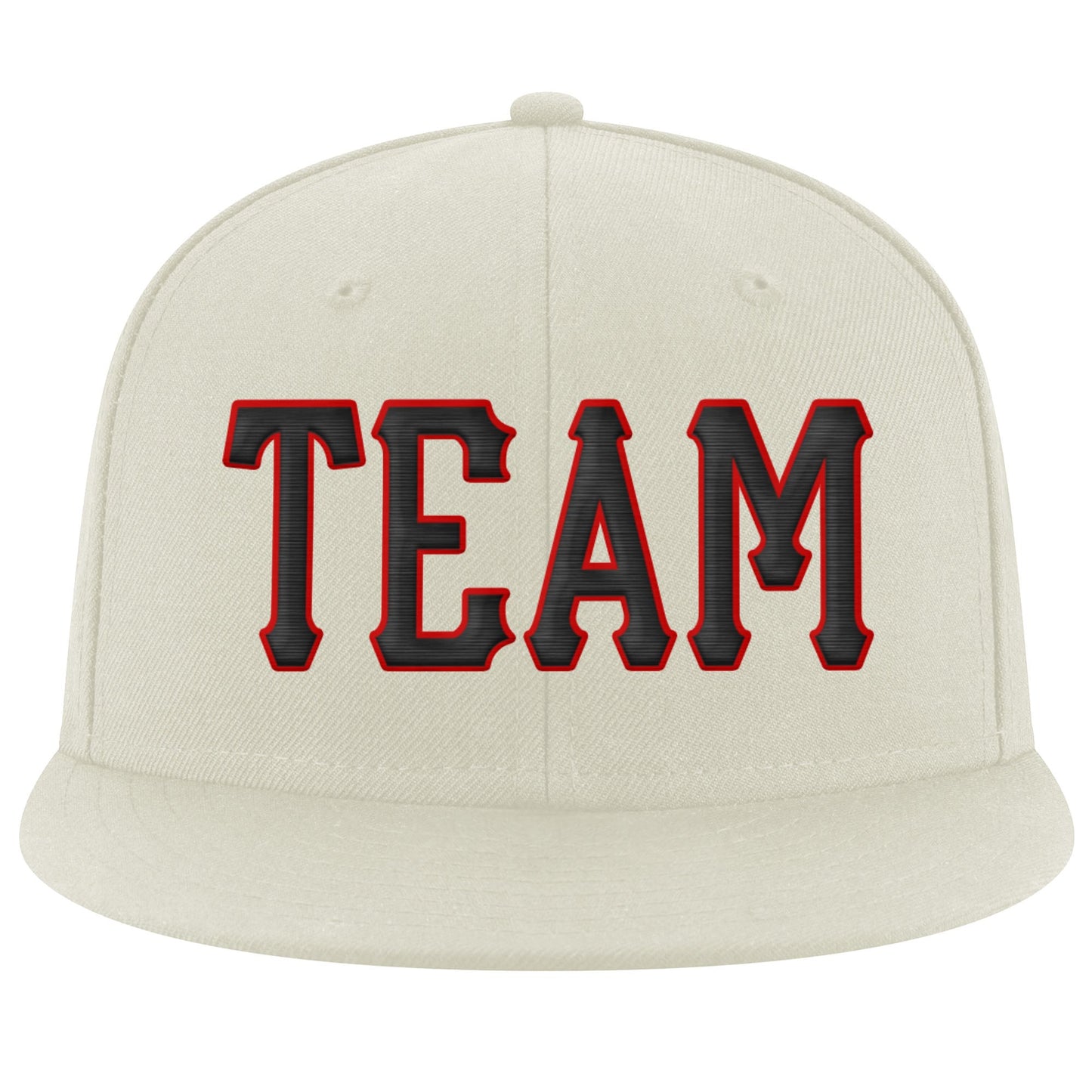 Custom Cream Black-Red Stitched Adjustable Snapback Hat view 2