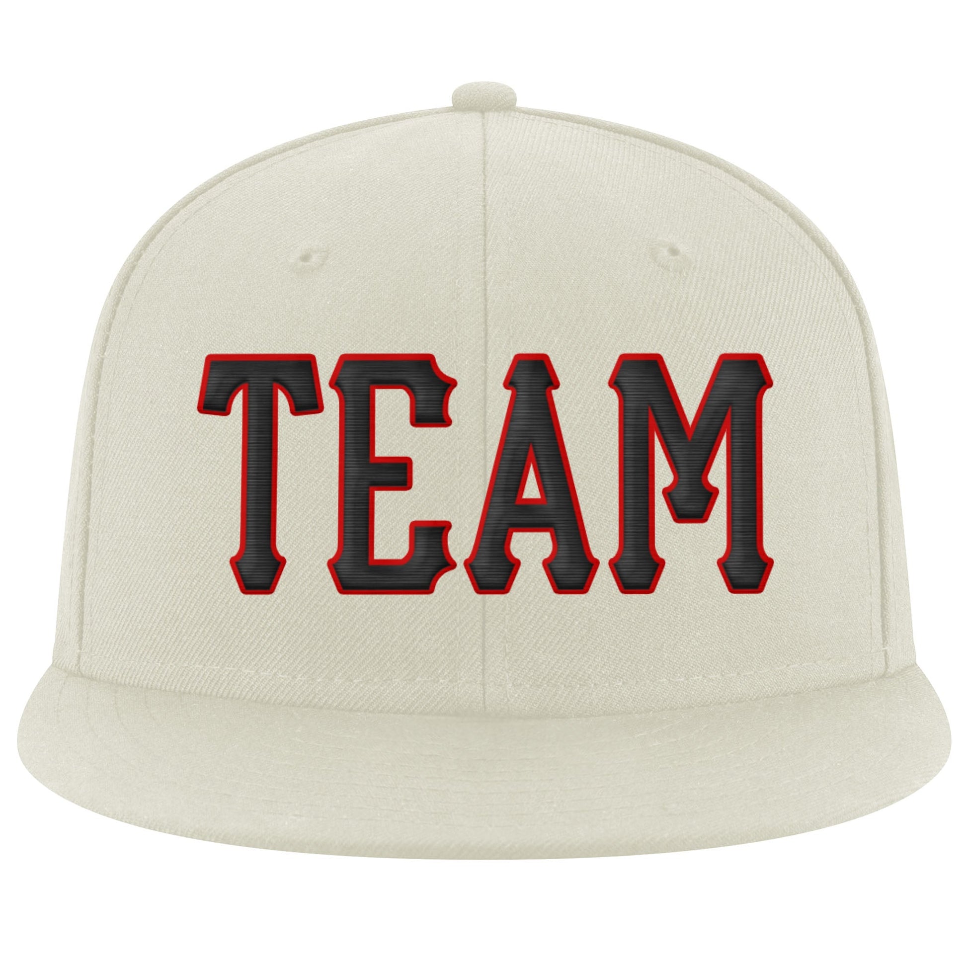Custom Cream Black-Red Stitched Adjustable Snapback Hat view 2