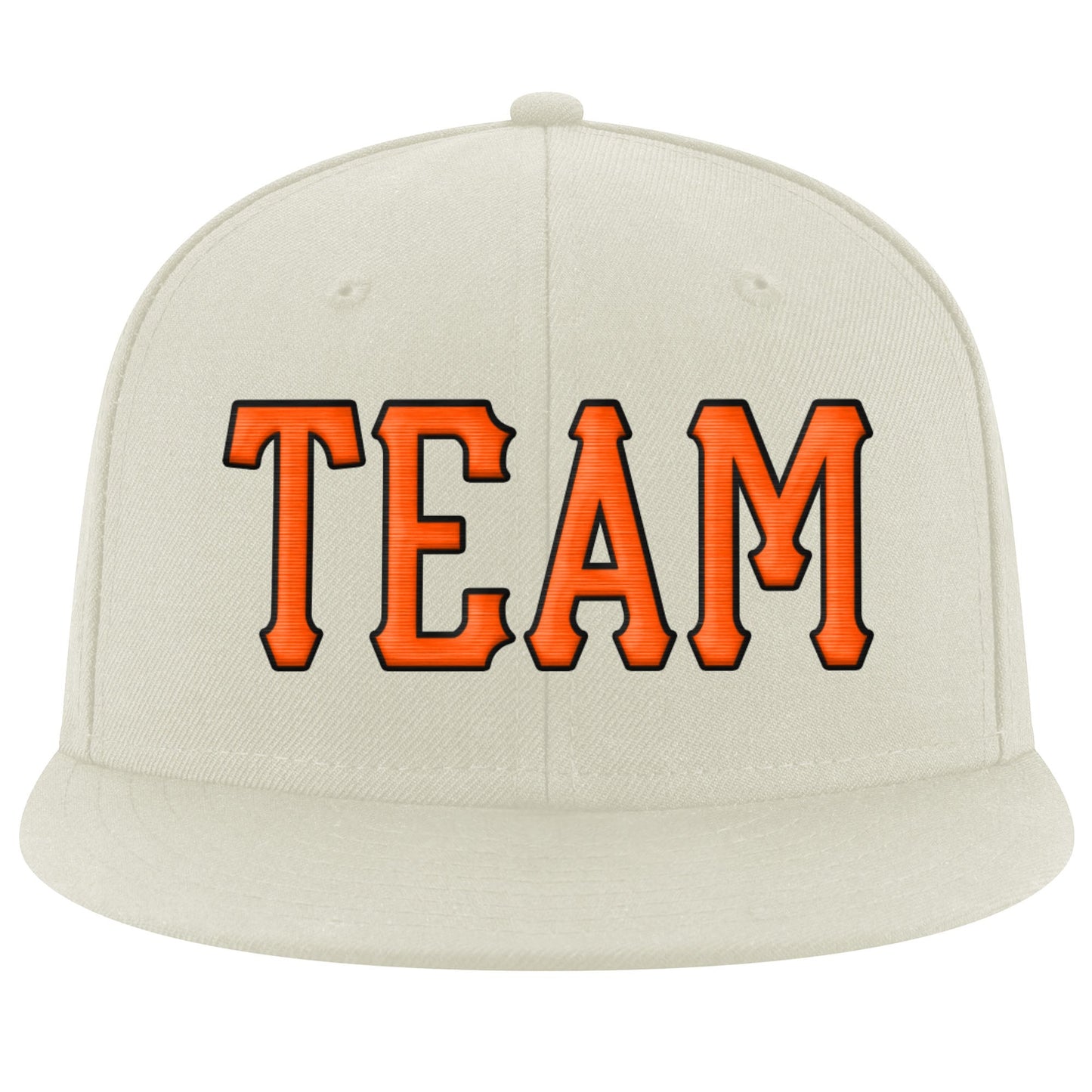 Custom Cream Orange-Black Stitched Adjustable Snapback Hat view 2