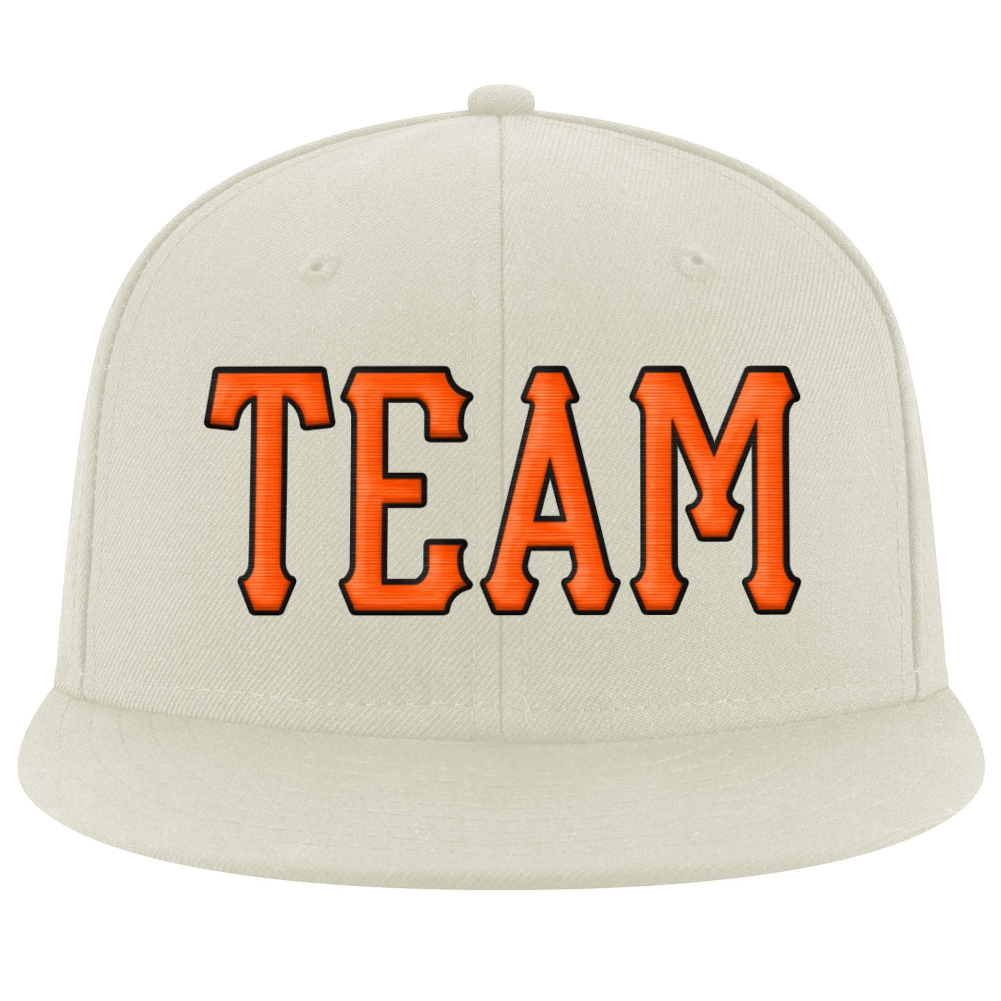 Custom Cream Orange-Black Stitched Adjustable Snapback Hat view 2
