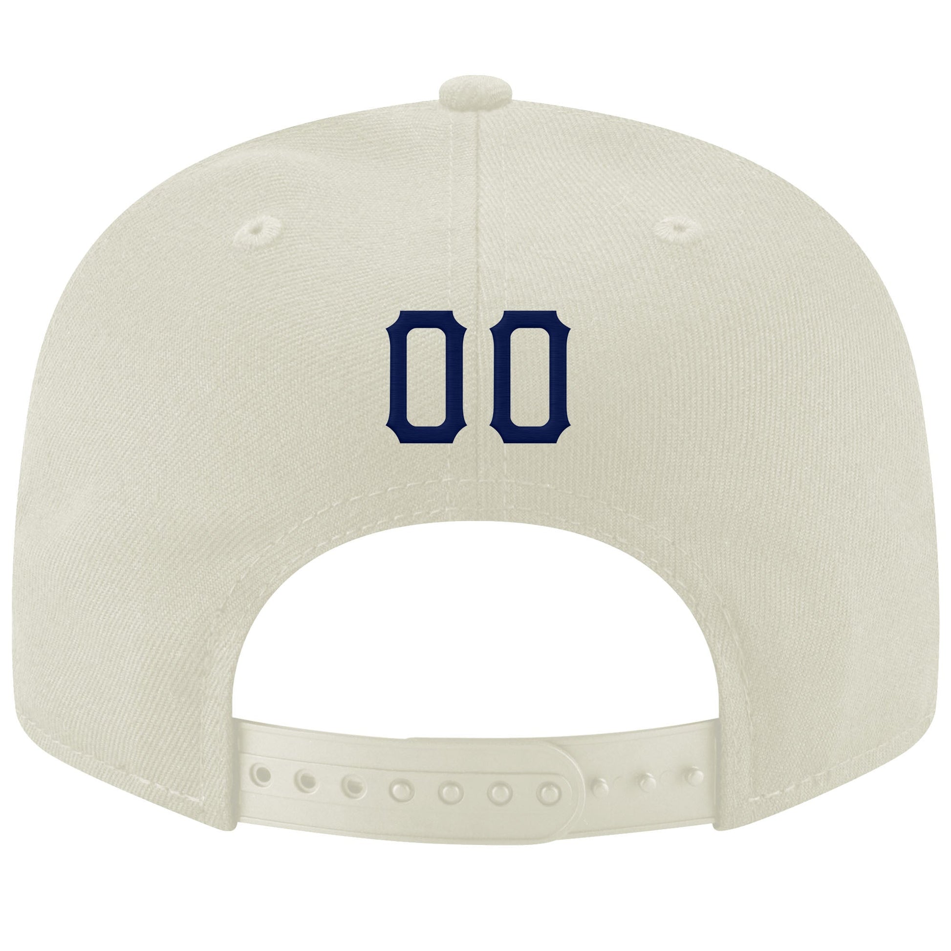Custom Cream Navy-Gray Stitched Adjustable Snapback Hat view 3
