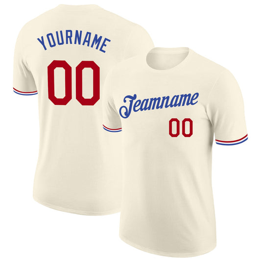 Custom Cream Red-Royal Performance T-Shirt - Main View