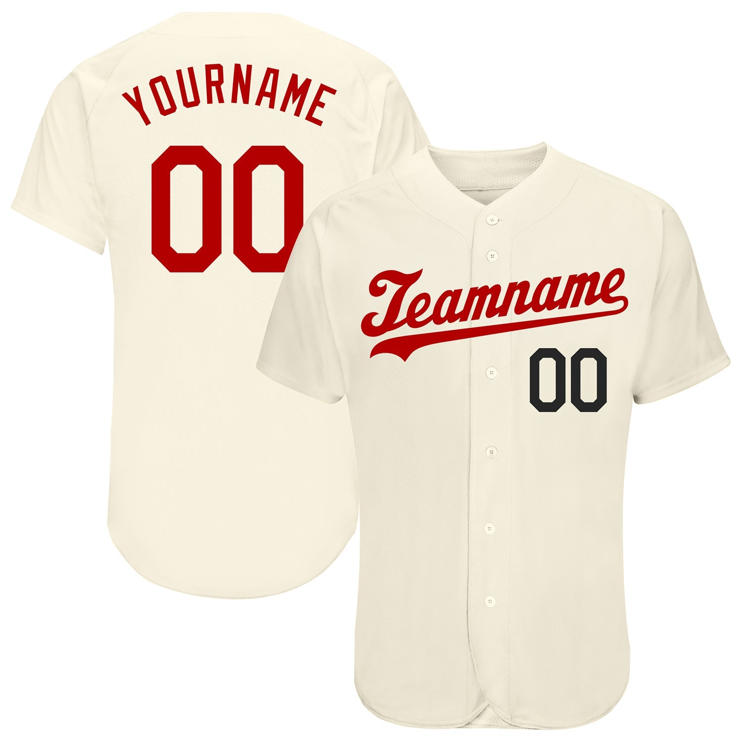 Custom Cream Red-Black Authentic Baseball Jersey - Main View