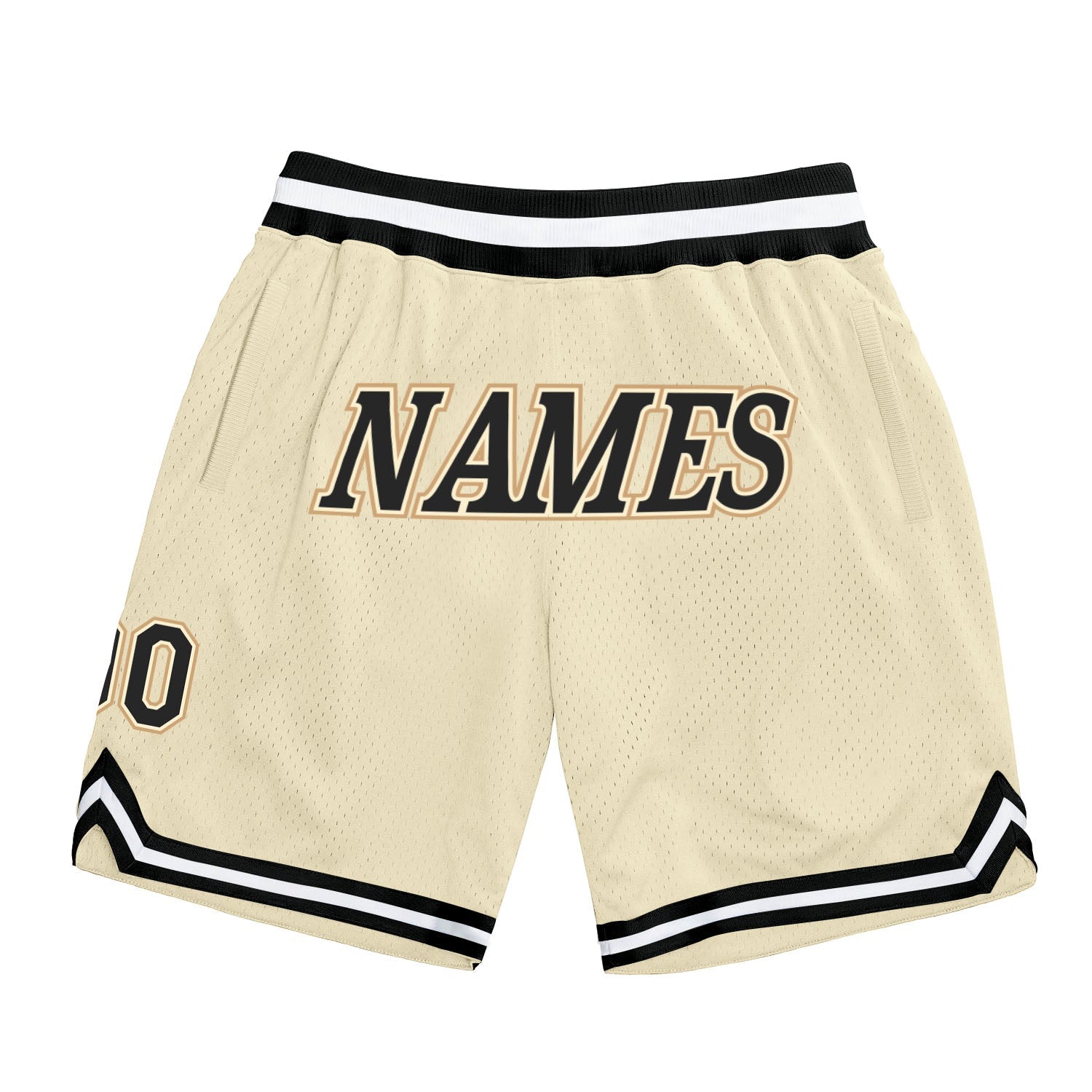 Custom Cream Black-Old Gold Authentic Throwback Basketball Shorts - Main View