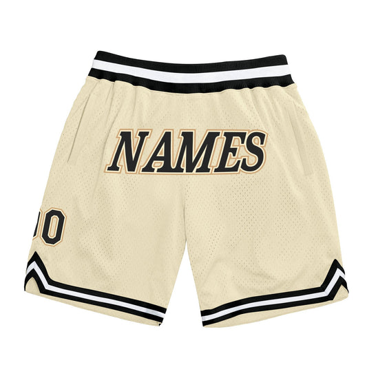 Custom Cream Black-Old Gold Authentic Throwback Basketball Shorts - Main View