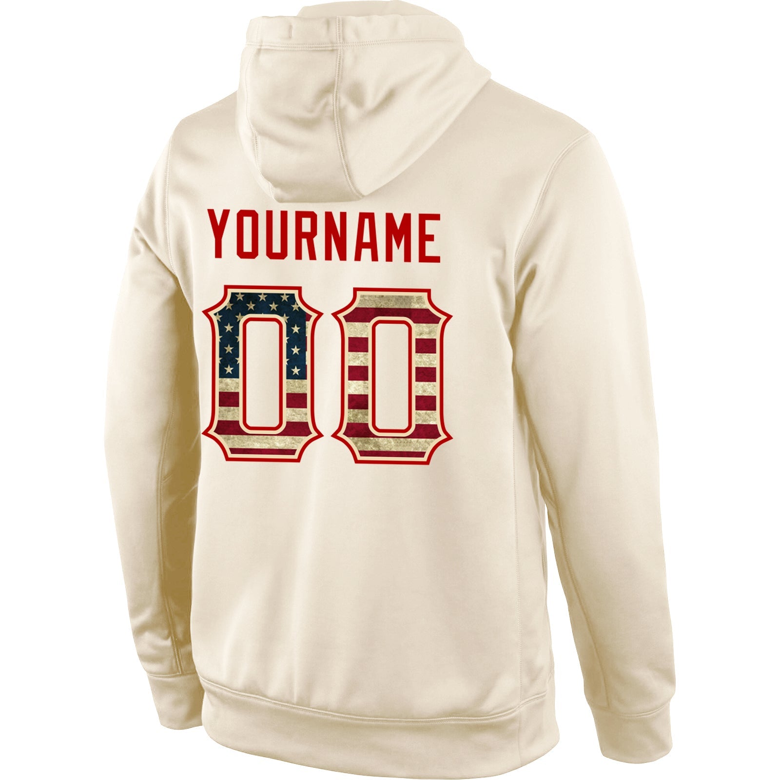 Custom Stitched Cream Vintage USA Flag-Red Sports Pullover Sweatshirt Hoodie view 3