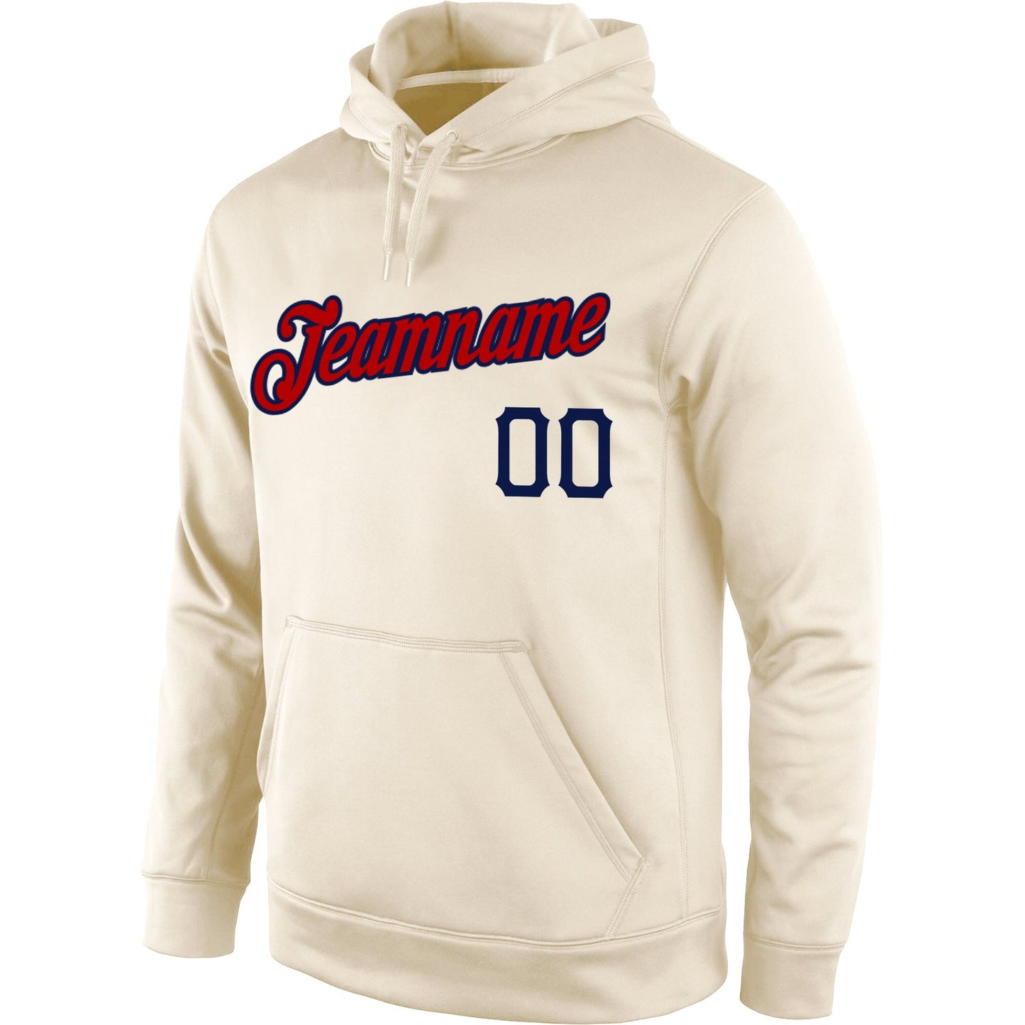 Custom Stitched Cream Red-Navy Sports Pullover Sweatshirt Hoodie view 2