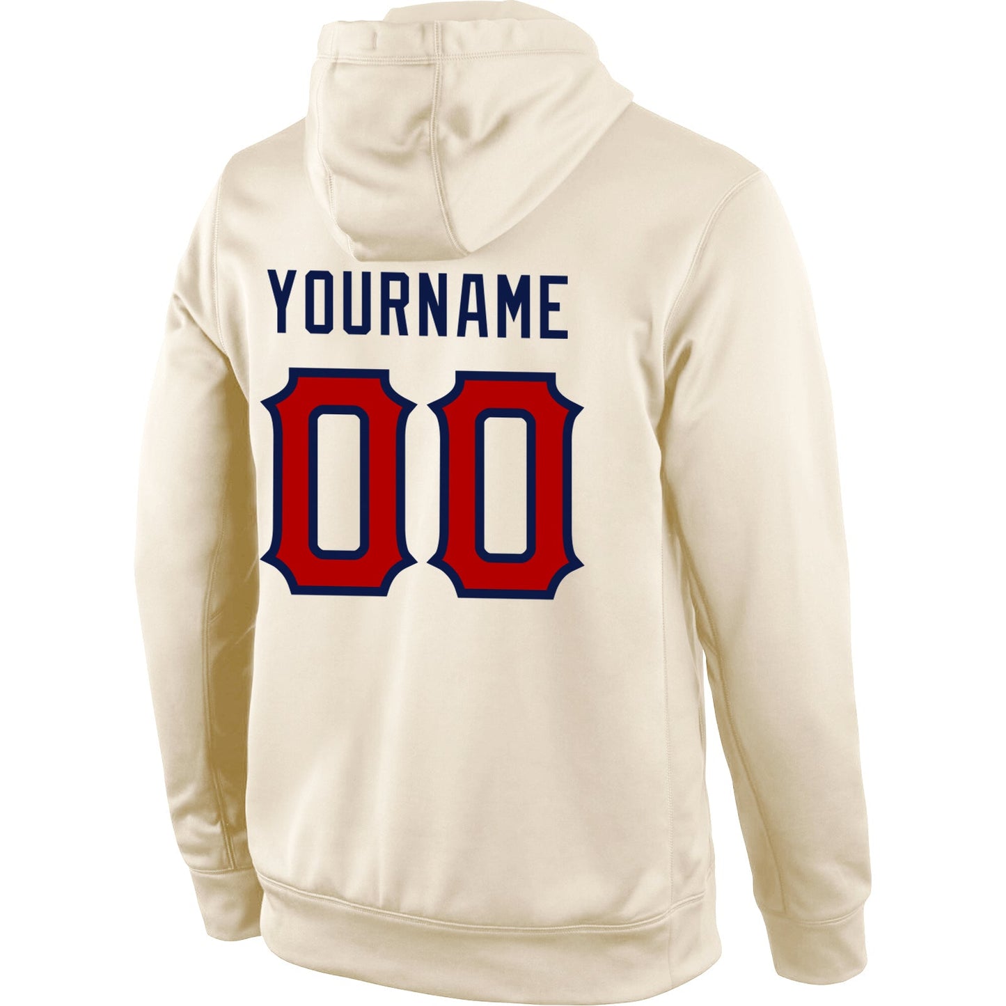 Custom Stitched Cream Red-Navy Sports Pullover Sweatshirt Hoodie view 3