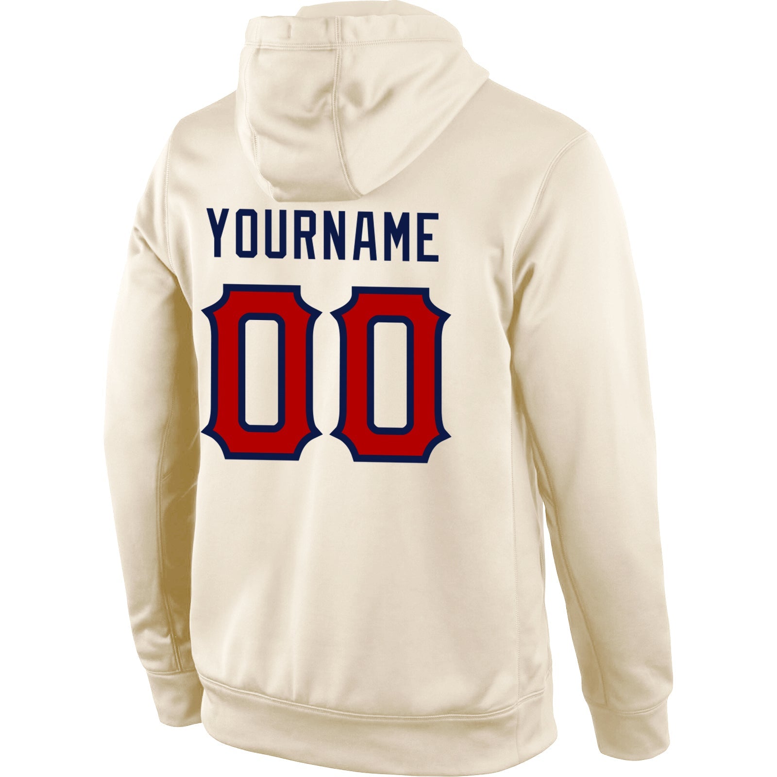 Custom Stitched Cream Red-Navy Sports Pullover Sweatshirt Hoodie view 3