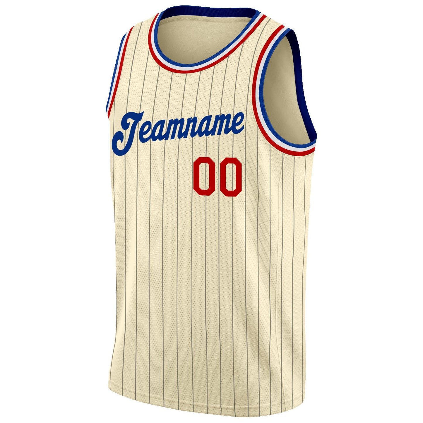Custom Cream Black Pinstripe Red-Royal Authentic Basketball Jersey view 5