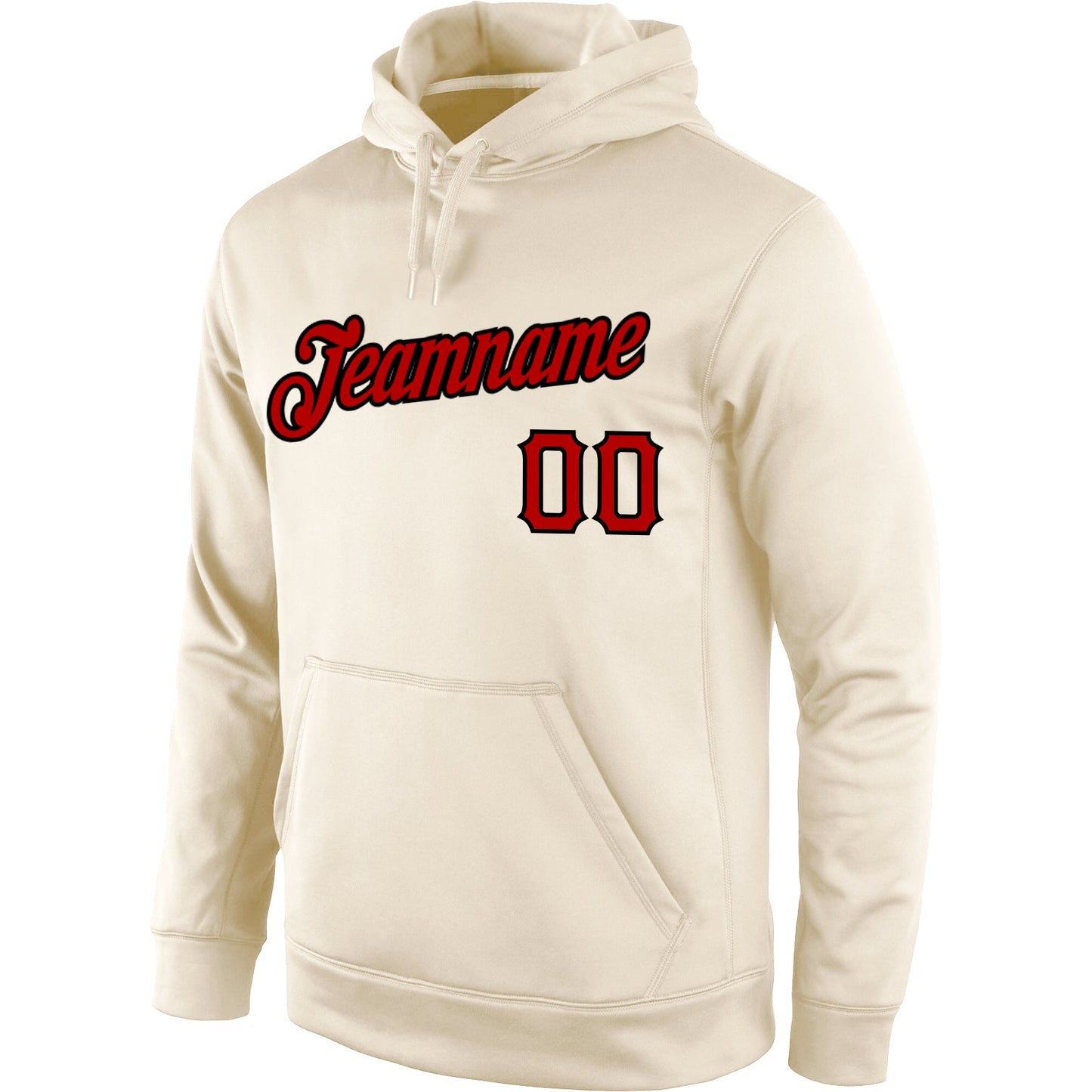 Custom Stitched Cream Red-Black Sports Pullover Sweatshirt Hoodie view 2