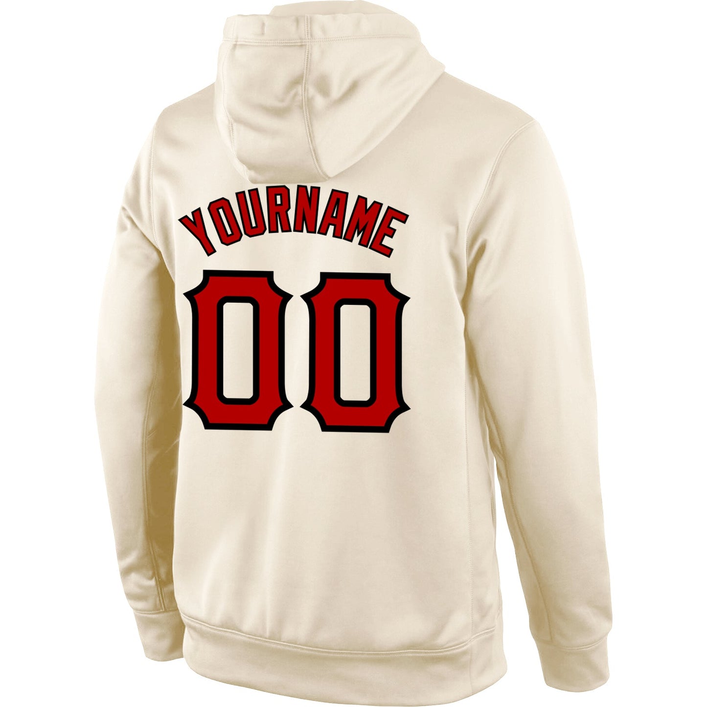 Custom Stitched Cream Red-Black Sports Pullover Sweatshirt Hoodie view 3