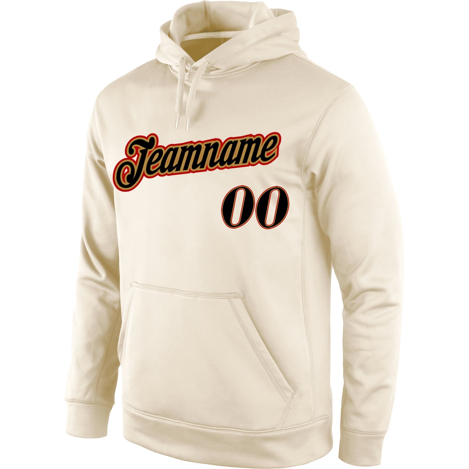Custom Stitched Cream Black-Old Gold Sports Pullover Sweatshirt Hoodie view 2