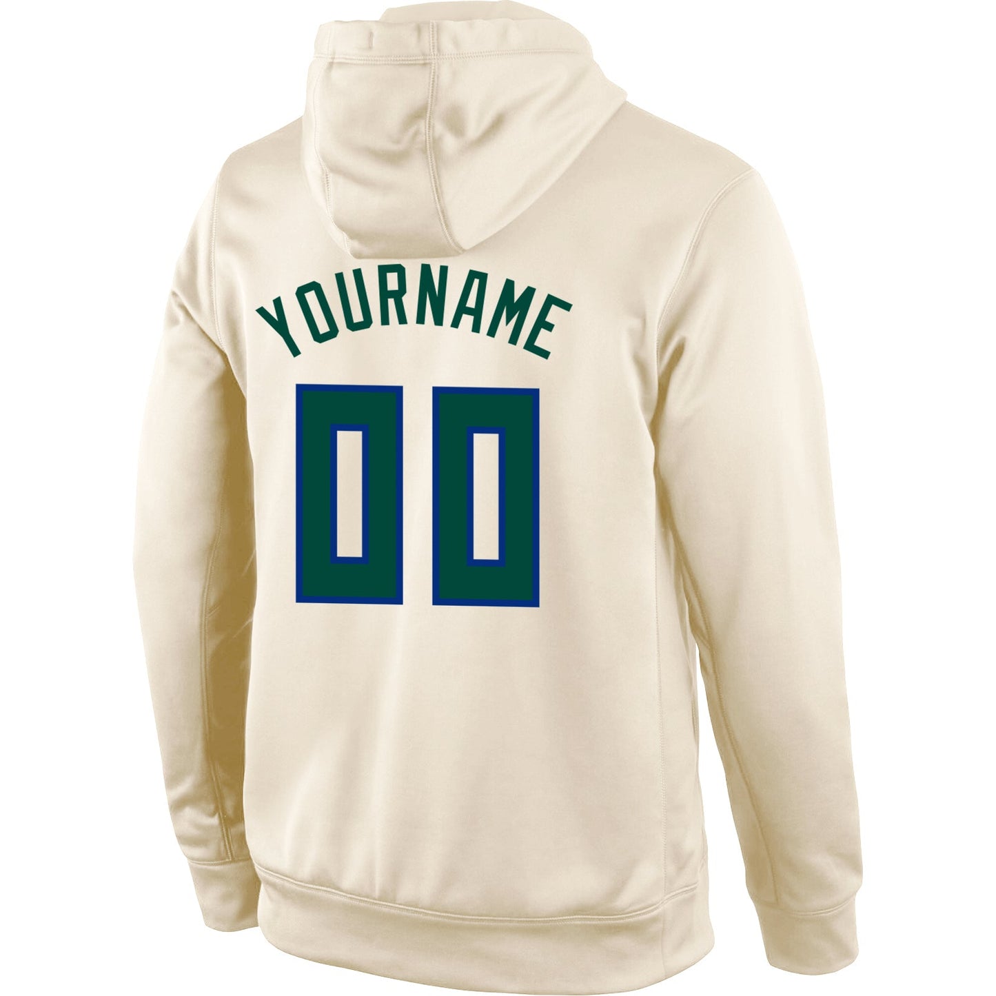 Custom Stitched Cream Hunter Green-Royal Sports Pullover Sweatshirt Hoodie view 3