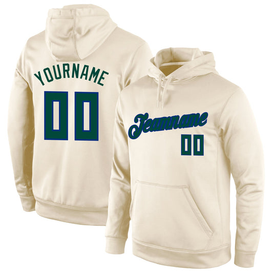 Custom Stitched Cream Hunter Green-Royal Sports Pullover Sweatshirt Hoodie - Main View