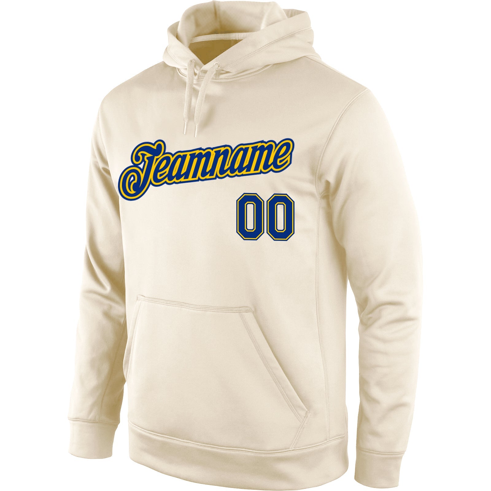 Custom Stitched Cream Royal-Gold Sports Pullover Sweatshirt Hoodie view 2