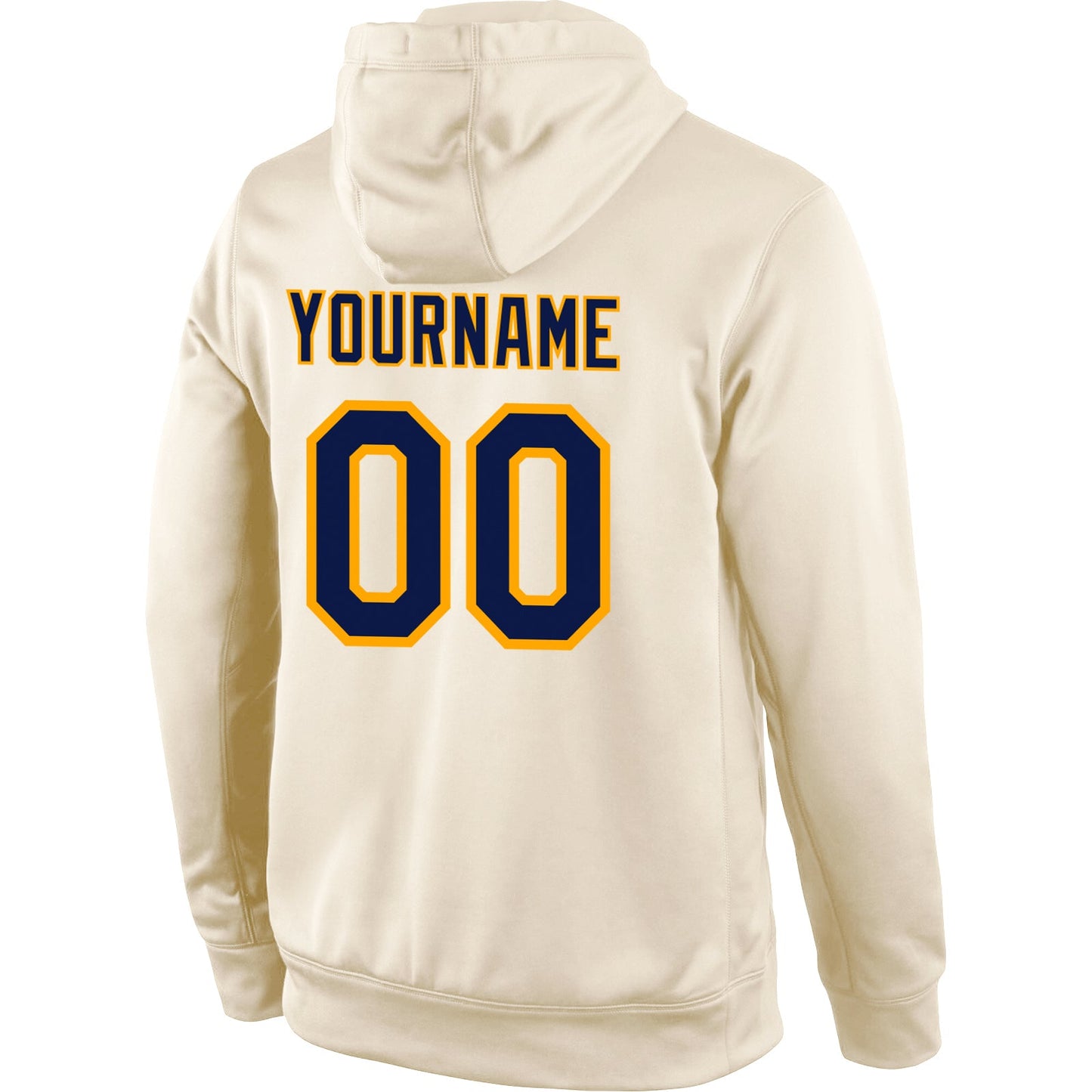 Custom Stitched Cream Navy-Gold Sports Pullover Sweatshirt Hoodie view 3