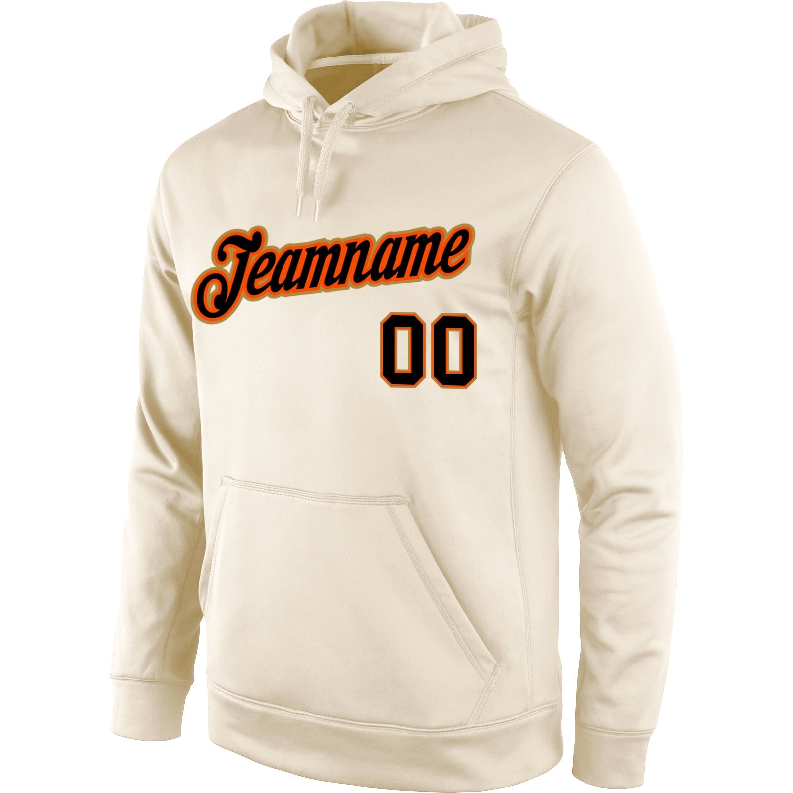 Custom Stitched Cream Black-Orange Sports Pullover Sweatshirt Hoodie view 2