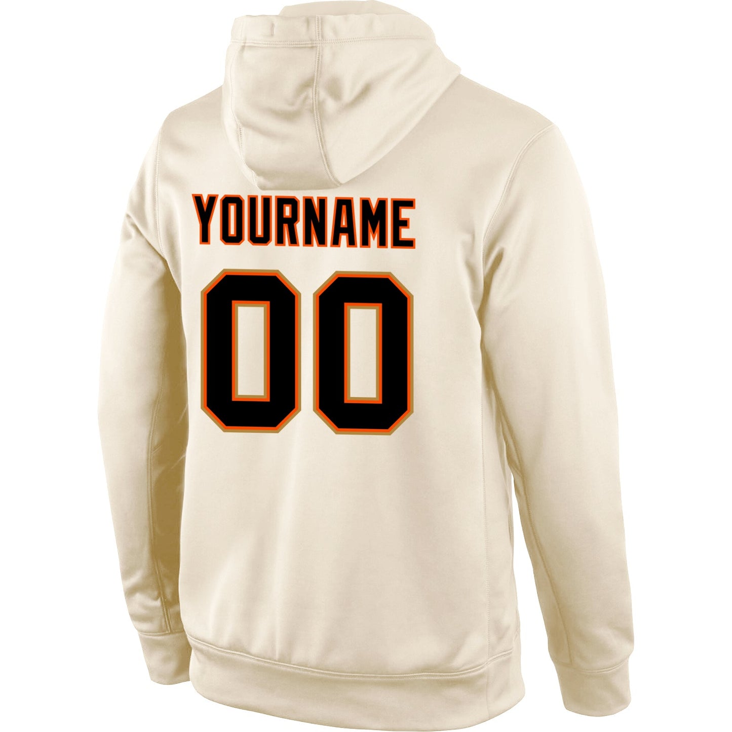 Custom Stitched Cream Black-Orange Sports Pullover Sweatshirt Hoodie view 3