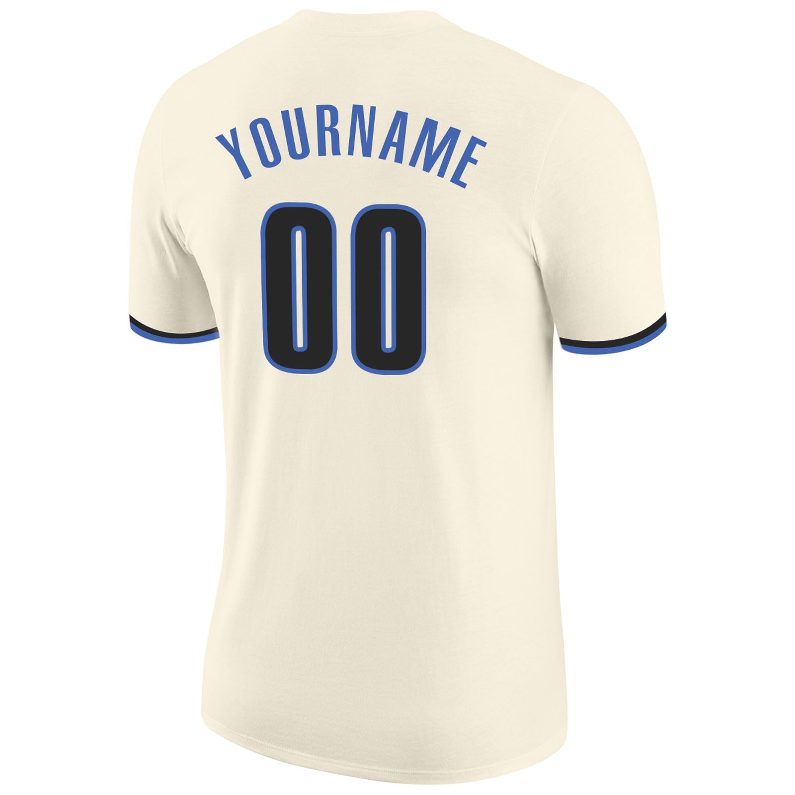 Custom Cream Blue-Black Performance T-Shirt view 6