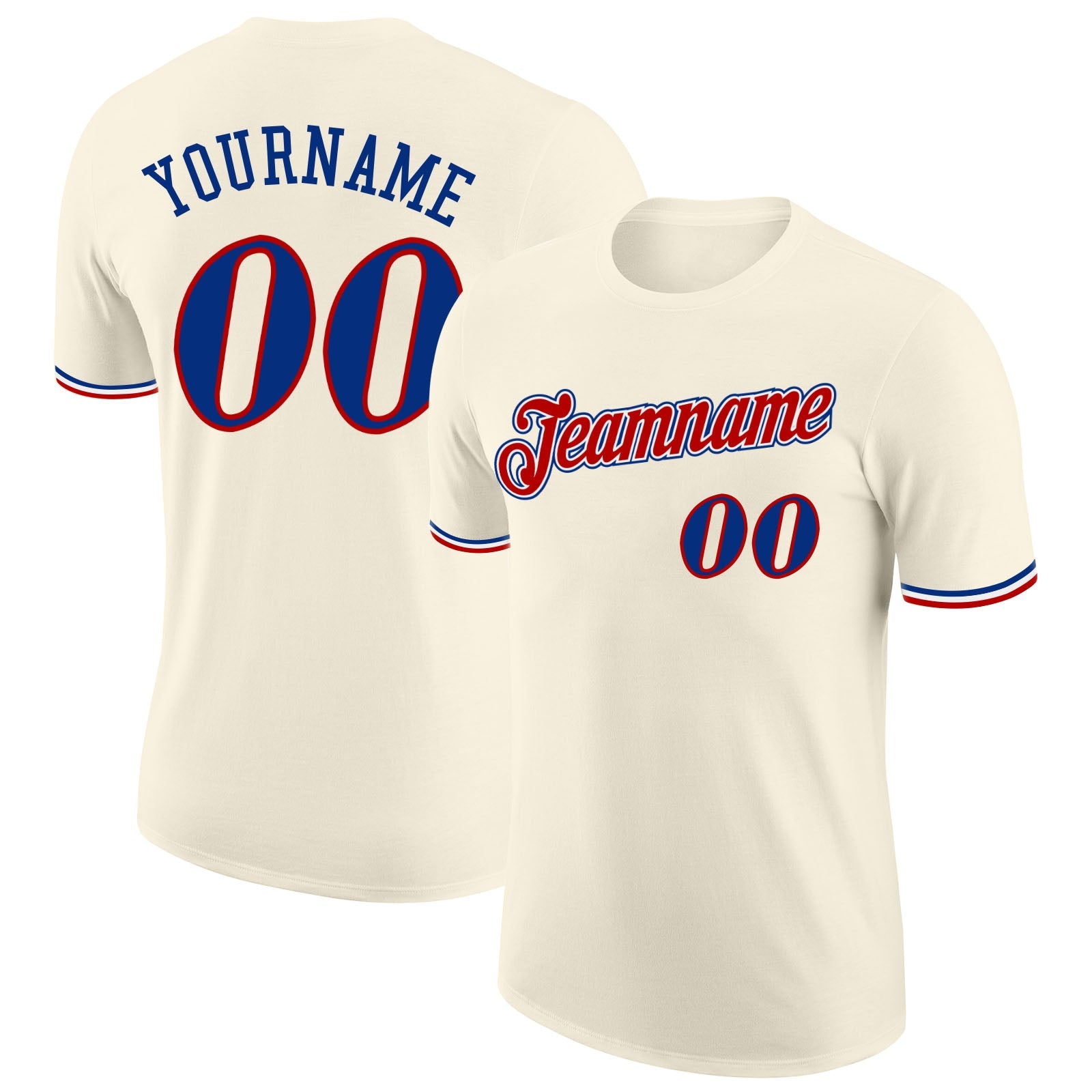 Custom Cream Royal-Red Performance T-Shirt - Main View