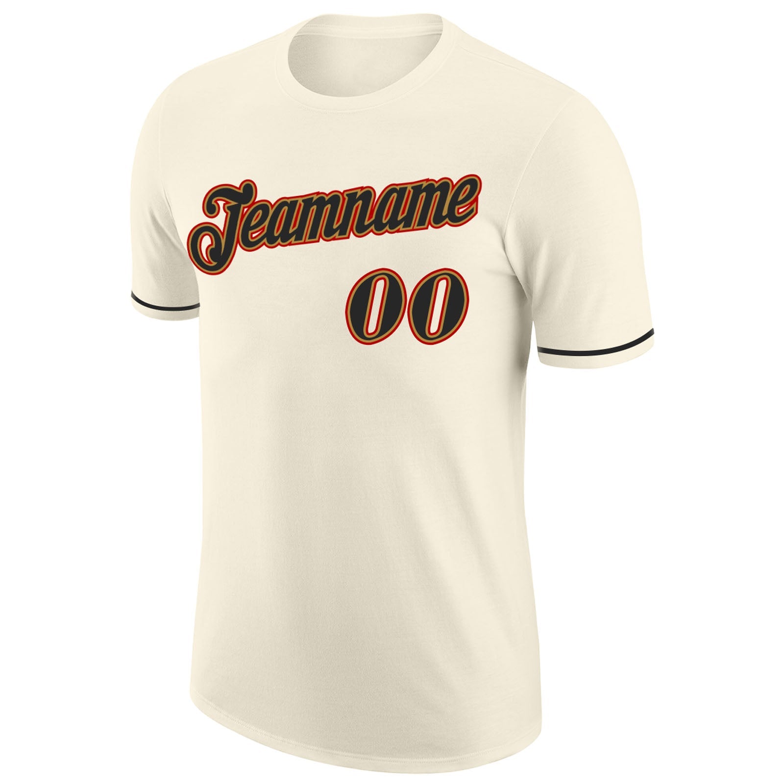 Custom Cream Black-Old Gold Performance T-Shirt view 5