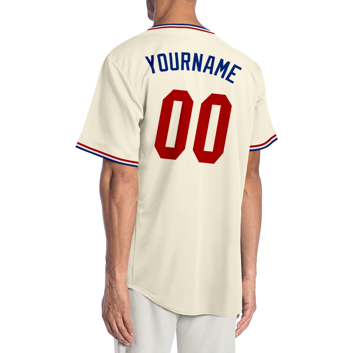 Custom Cream Red-Royal Authentic Baseball Jersey view 2