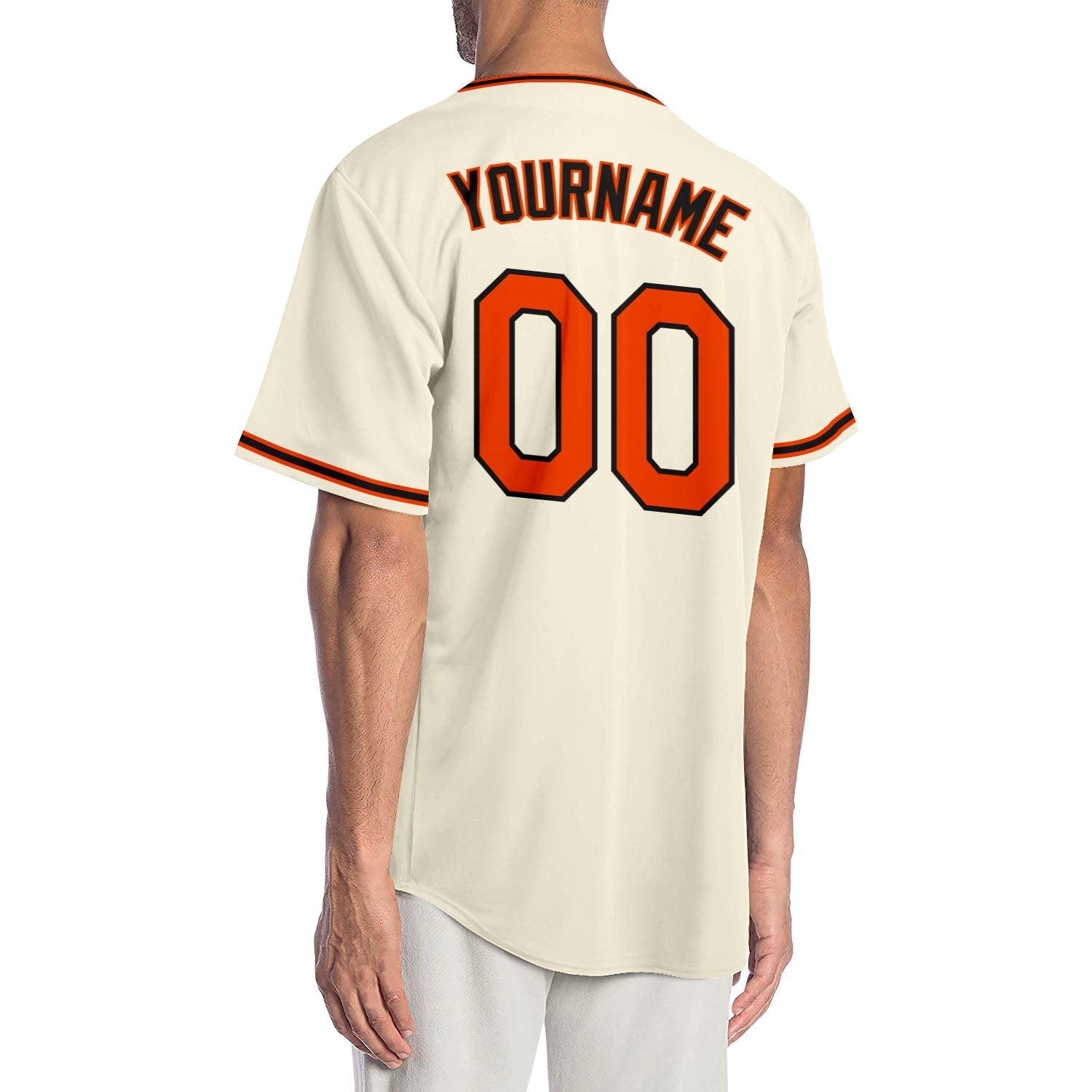 Custom Cream Orange Black-Old Gold Authentic Baseball Jersey view 2