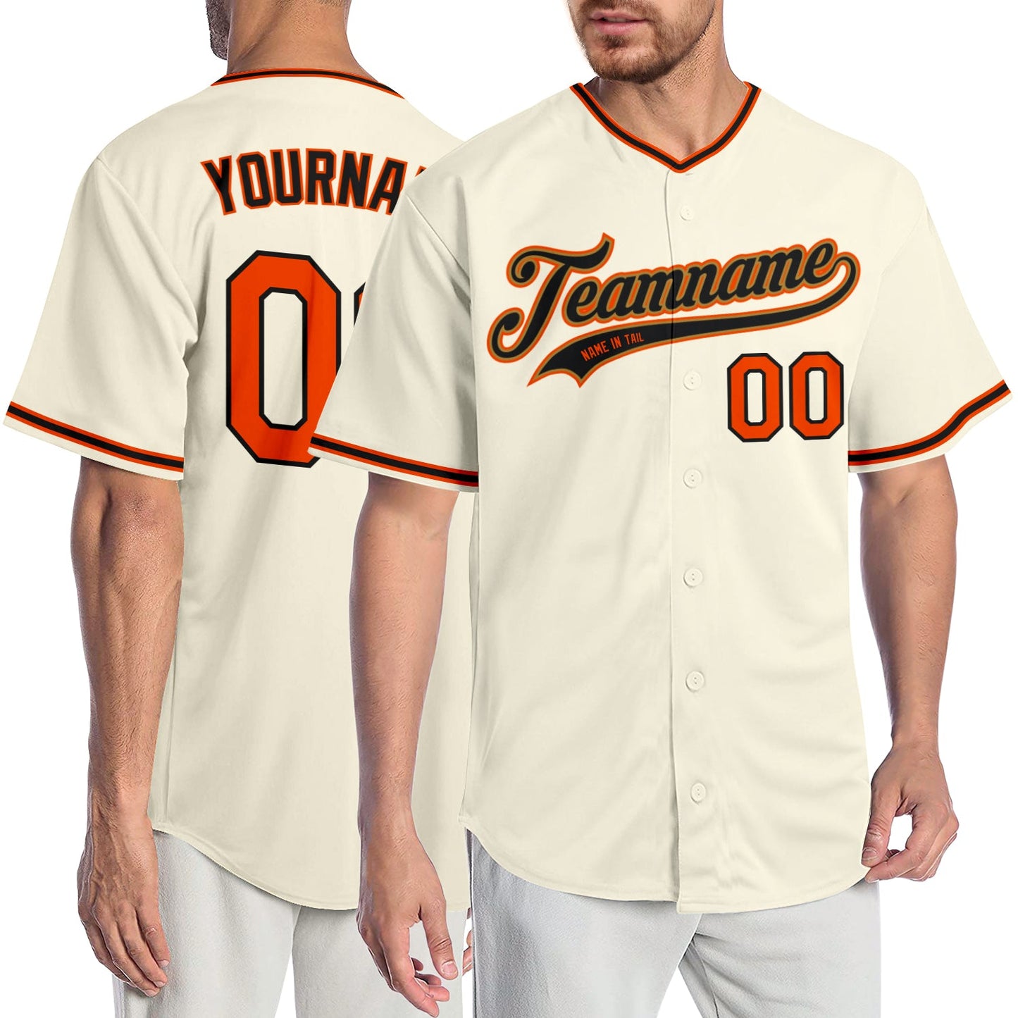 Custom Cream Orange Black-Old Gold Authentic Baseball Jersey - Main View
