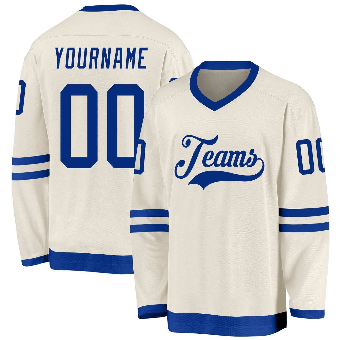 Custom Cream Royal Hockey Jersey - Main View