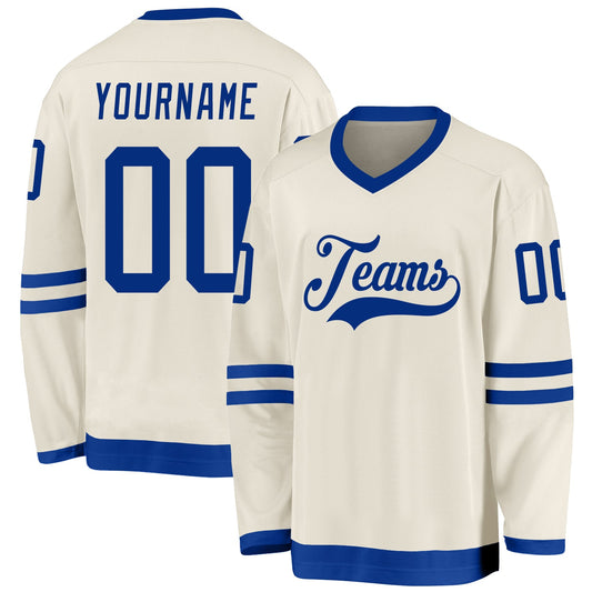Custom Cream Royal Hockey Jersey - Main View