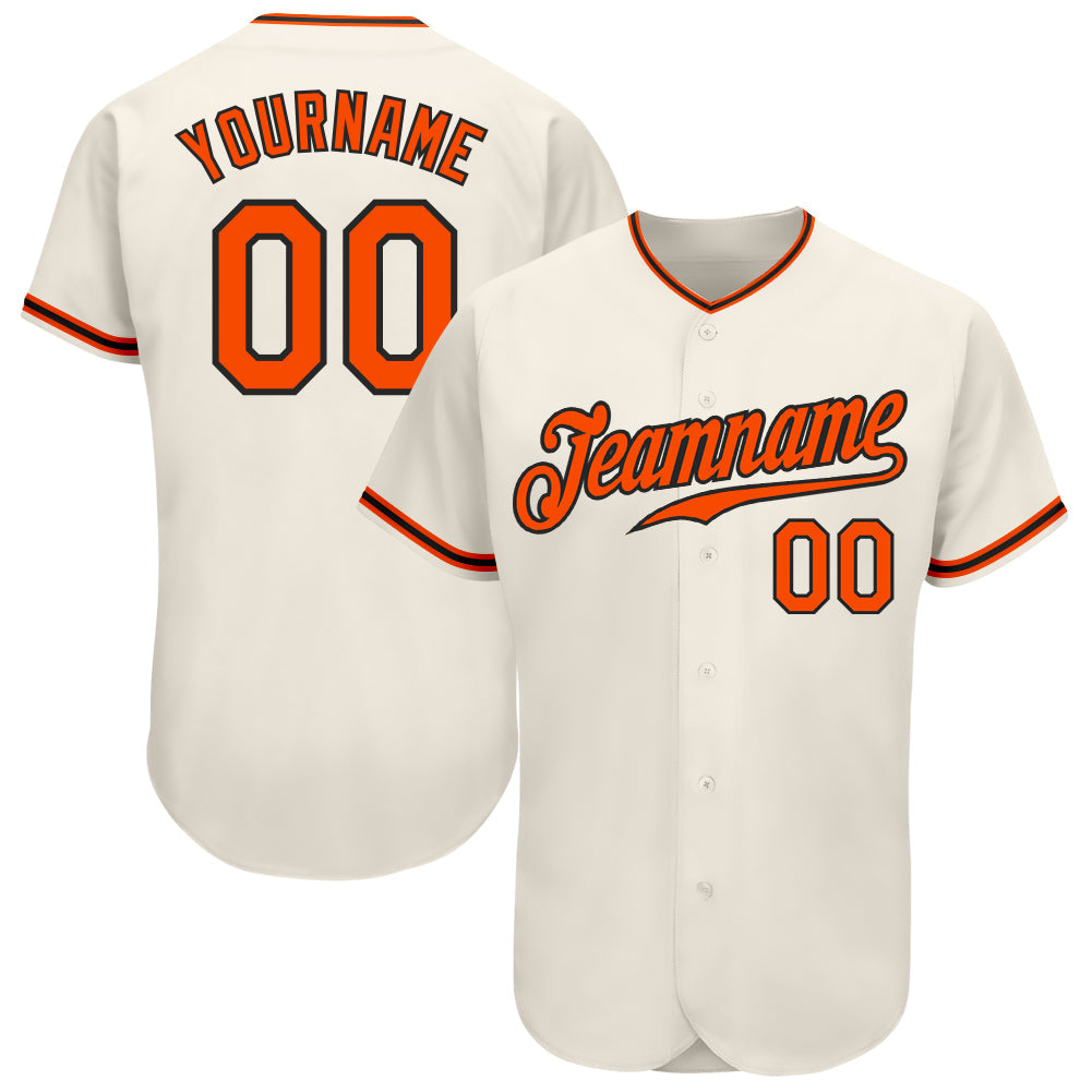 Custom Cream Orange-Black Authentic Baseball Jersey - Main View