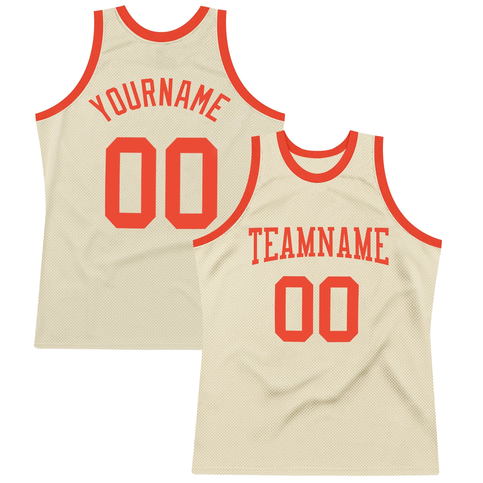 Custom Cream Orange Authentic Throwback Basketball Jersey - Main View