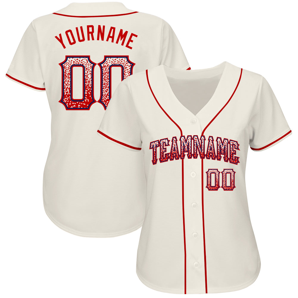 Custom Cream Red-Navy Authentic Drift Fashion Baseball Jersey view 2