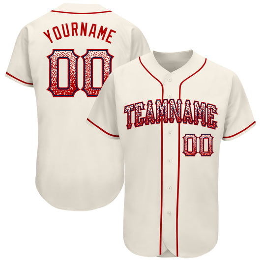 Custom Cream Red-Navy Authentic Drift Fashion Baseball Jersey - Main View
