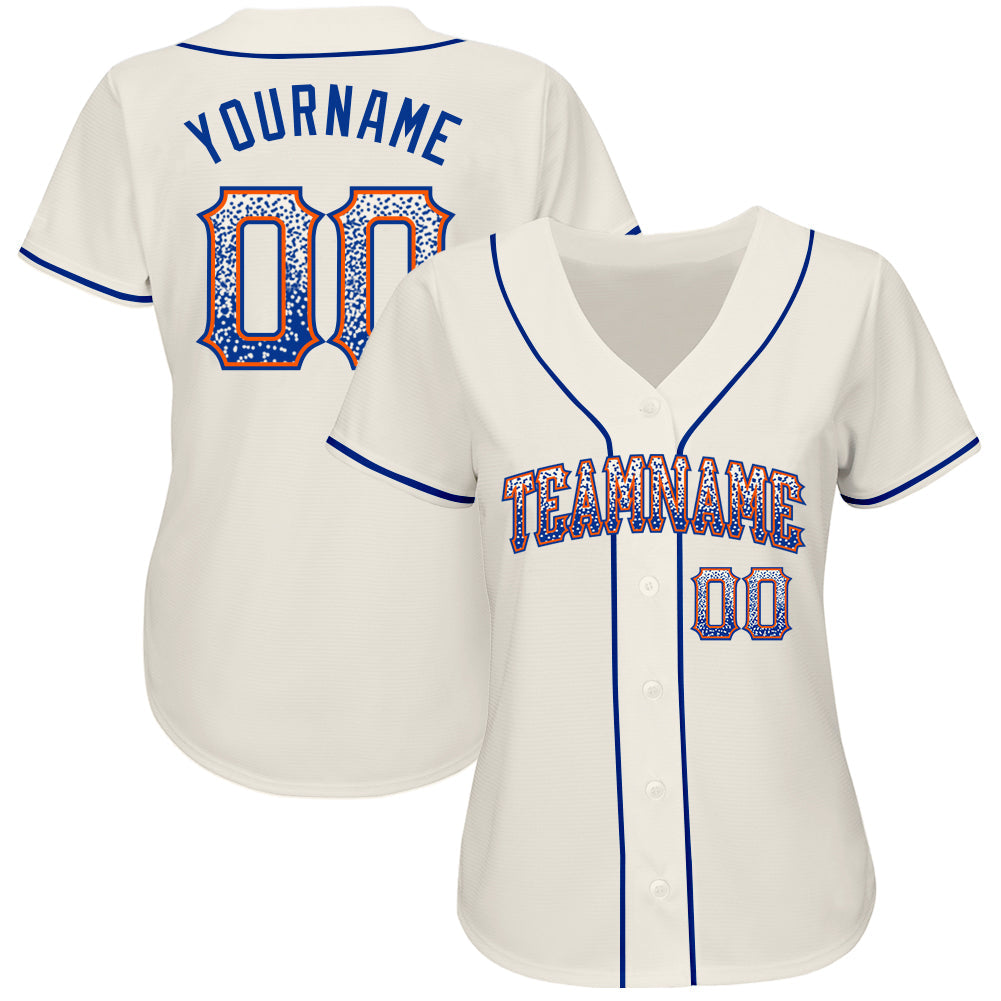 Custom Cream Royal-Orange Authentic Drift Fashion Baseball Jersey view 2