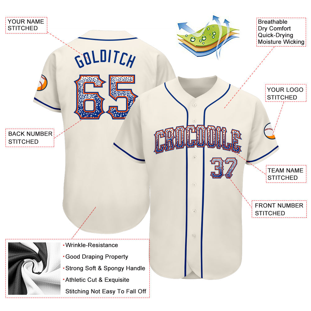 Custom Cream Royal-Orange Authentic Drift Fashion Baseball Jersey view 3
