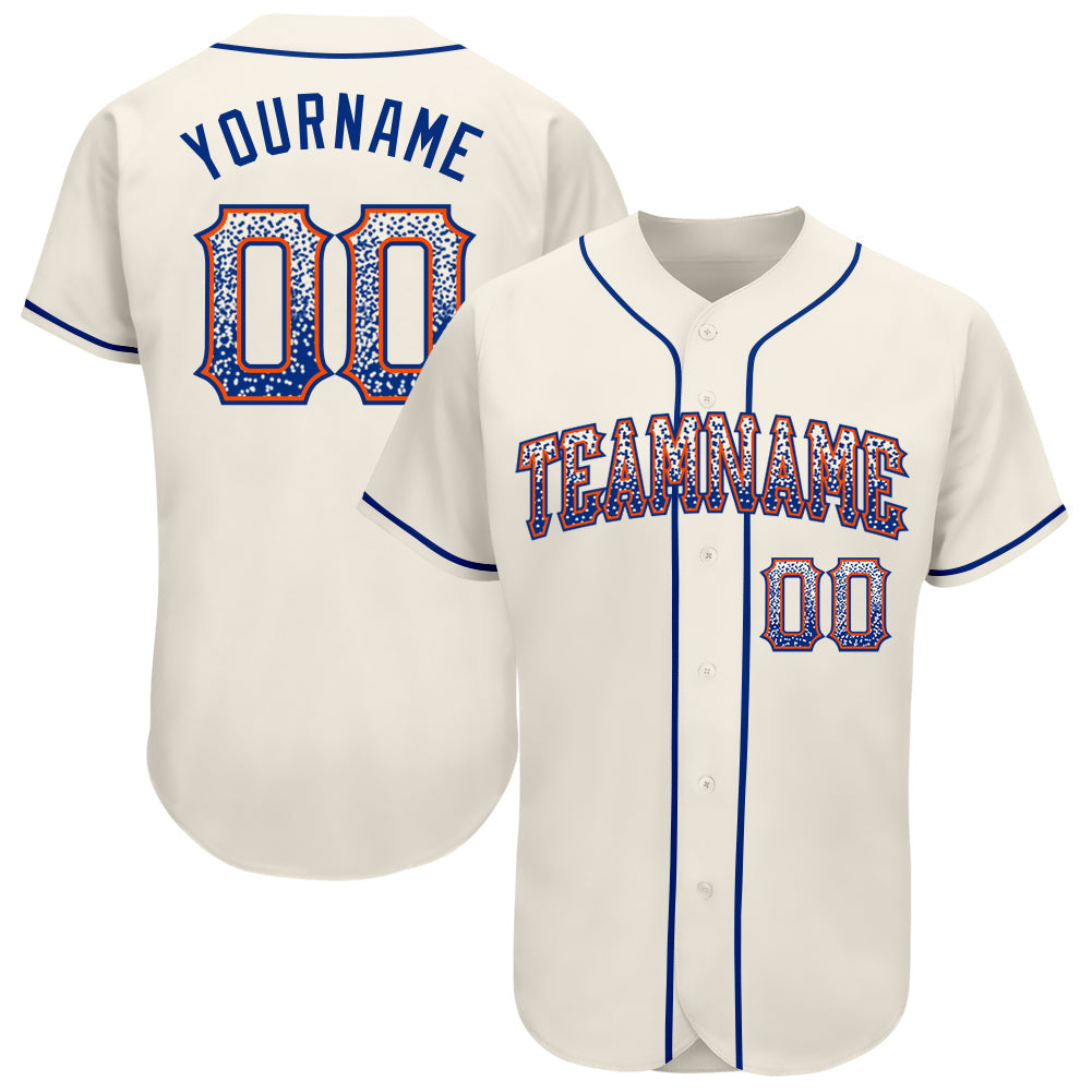 Custom Cream Royal-Orange Authentic Drift Fashion Baseball Jersey - Main View