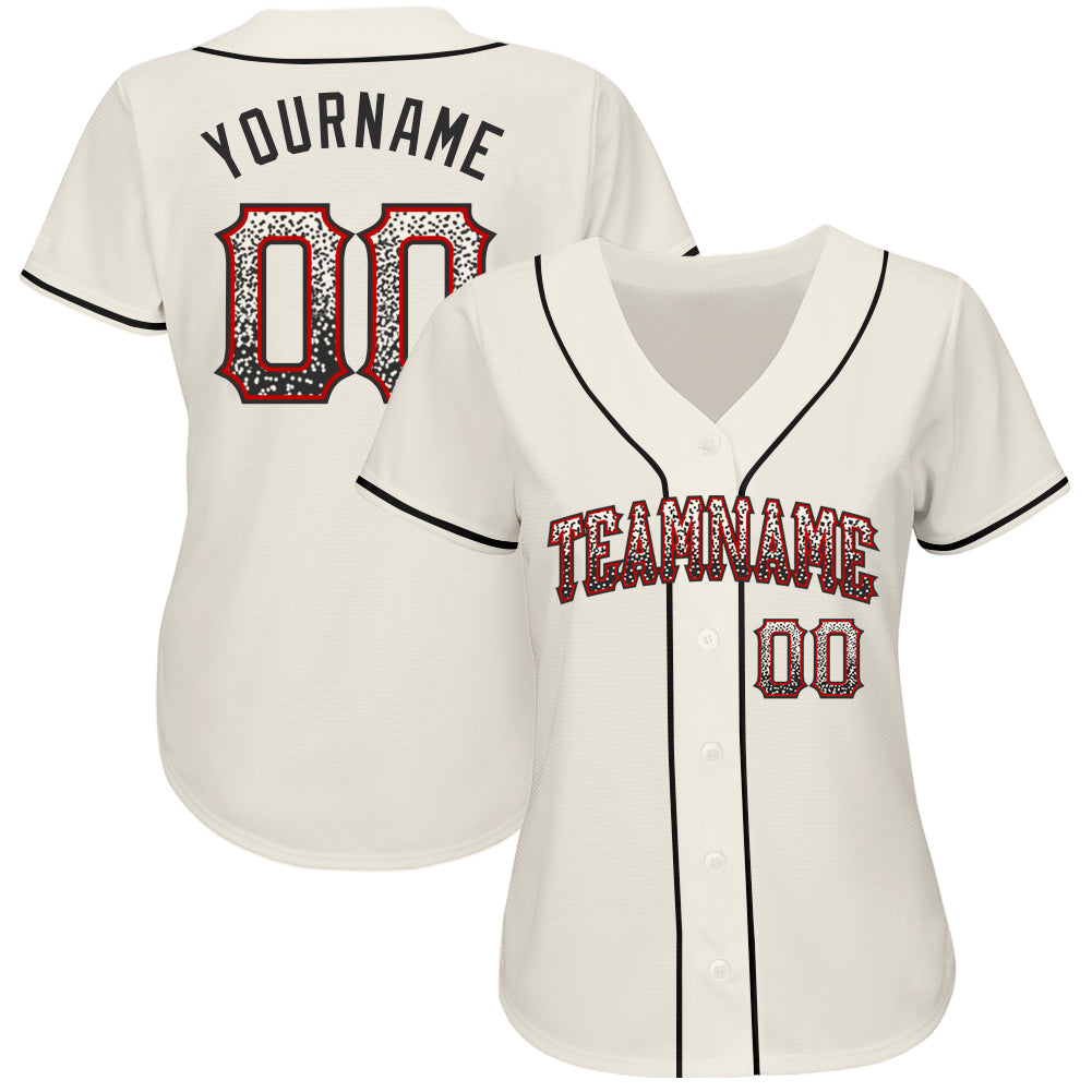 Custom Cream Black-Red Authentic Drift Fashion Baseball Jersey view 2