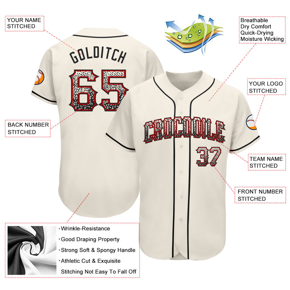 Custom Cream Black-Red Authentic Drift Fashion Baseball Jersey view 3