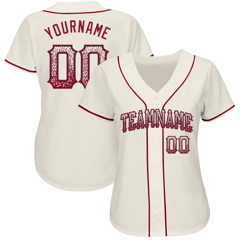 Custom Cream Crimson-Black Authentic Drift Fashion Baseball Jersey view 2