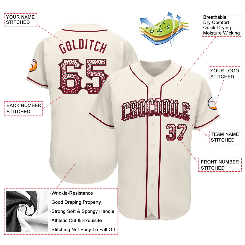 Custom Cream Crimson-Black Authentic Drift Fashion Baseball Jersey view 3