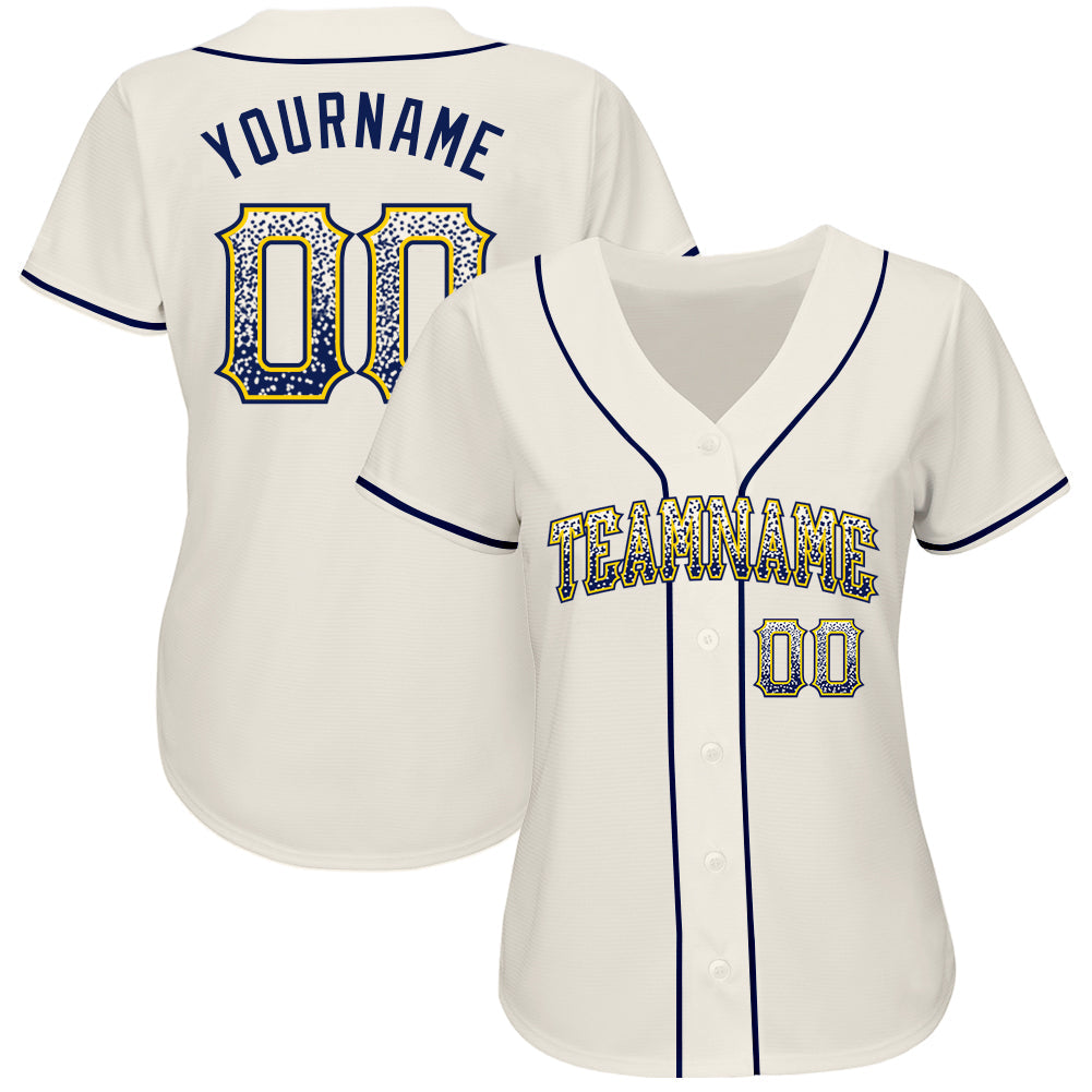 Custom Cream Navy-Gold Authentic Drift Fashion Baseball Jersey view 2