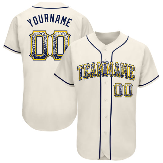 Custom Cream Navy-Gold Authentic Drift Fashion Baseball Jersey - Main View