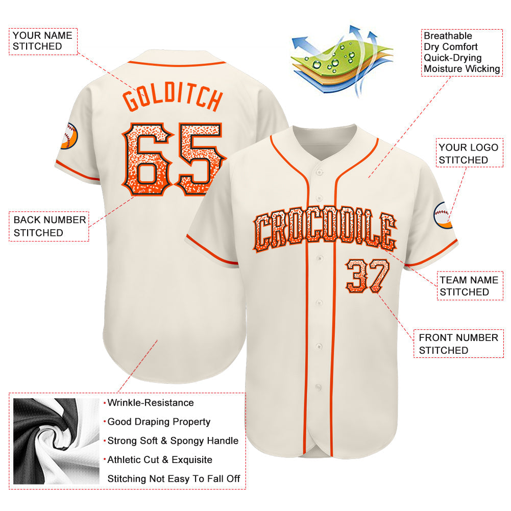 Custom Cream Orange-Black Authentic Drift Fashion Baseball Jersey view 3