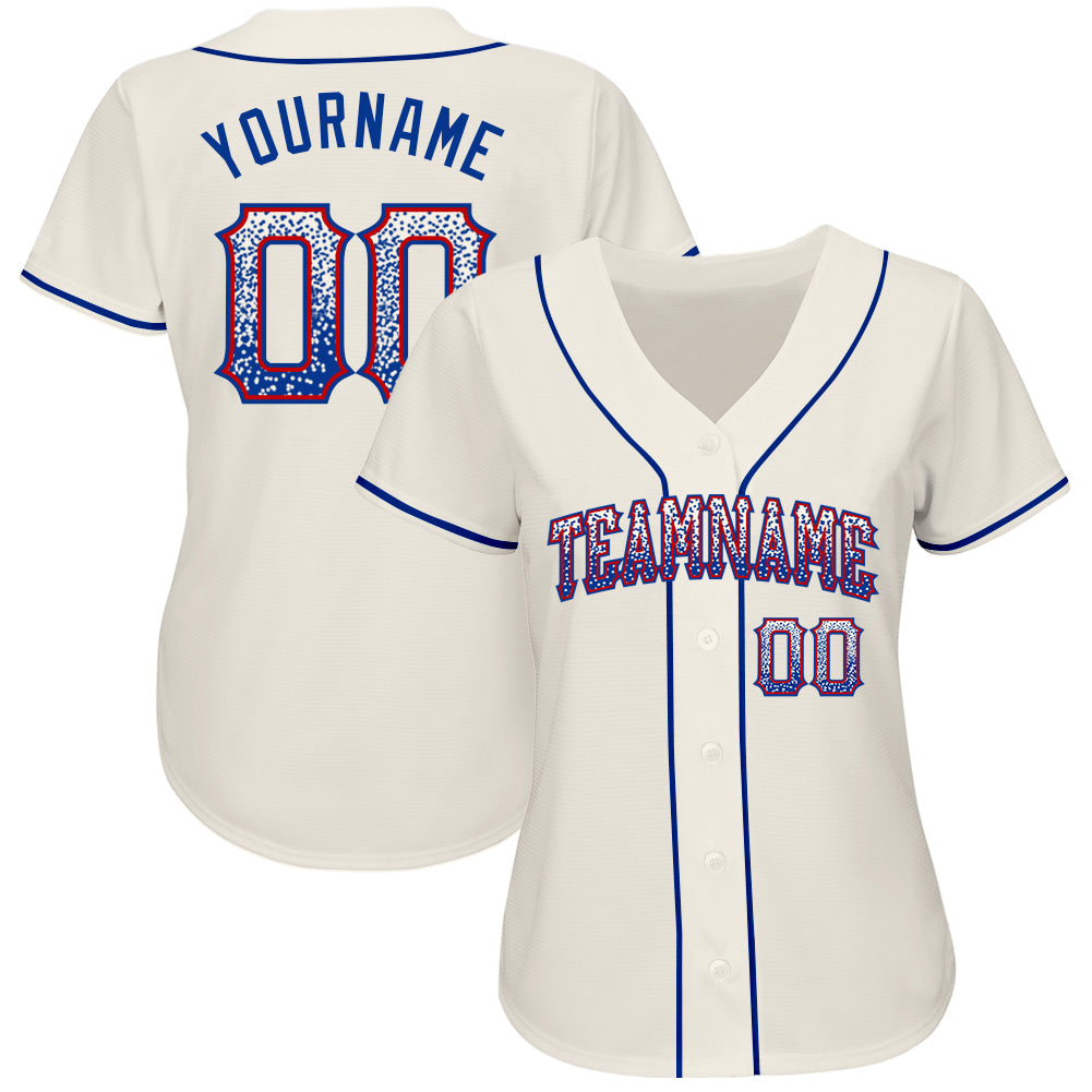 Custom Cream Royal-Red Authentic Drift Fashion Baseball Jersey view 2